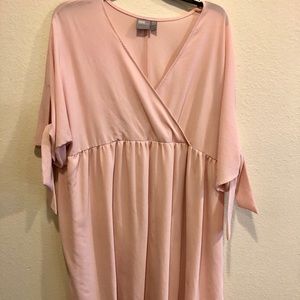 Pink Maternity Smock Wrap Mini Dress